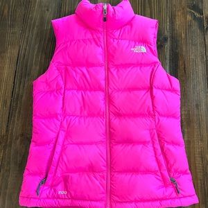 Hot pink north face down vest - size S
